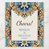 タラベラアズレジョタイルヴィンテージメキシ結婚カン ワインラベル (シングルラベル)