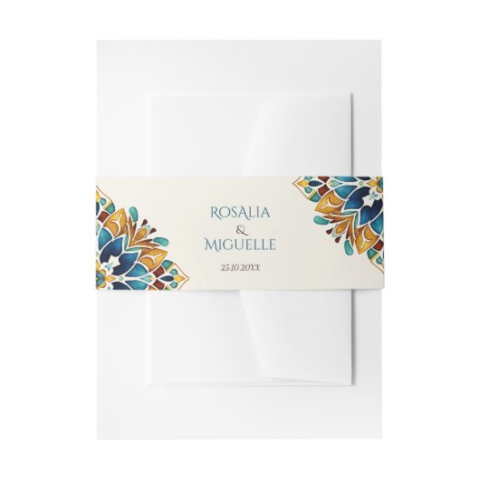 タラベラアズレジョタイルヴィンテージメキシ結婚カン 招待状ベリーバンド (正面例)