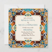 タラベラアズレジョタイルヴィンテージメキシ結婚カン 招待状 (正面)