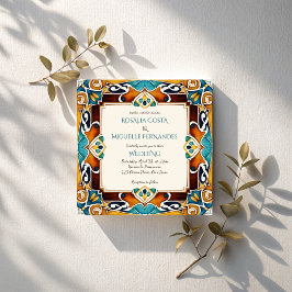 タラベラアズレジョタイルヴィンテージメキシ結婚カン 招待状