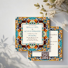 タラベラアズレジョタイルヴィンテージメキシ結婚カン 招待状