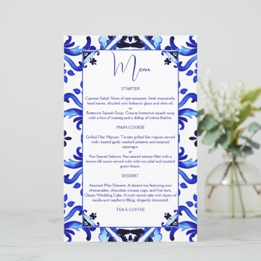 タラベラアズレジョブルーのタイルヴィンテージメキシコのメニュー (スタンド正面)