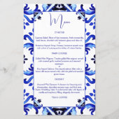 タラベラアズレジョブルーのタイルヴィンテージメキシコのメニュー (正面)