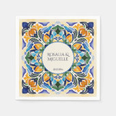 タラベラアズレジョブルーヴィンテージメキシカンモノグラム スタンダードカクテルナプキン (正面)