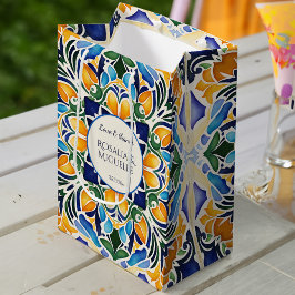 タラベラアズレジョブルーヴィンテージメキシカンモノグラム ミディアムペーパーバッグ