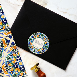 タラベラアズレジョブルーヴィンテージメキシカンモノグラム ラウンドシール