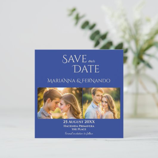 タラベラアズレジョ青タイルヴィンテージメキシ結婚コの セーブザデート (スタンド正面)