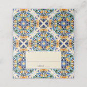 タラベラアズレジョ青タイルヴィンテージメキシ結婚コの プレイスカード (外部開封)
