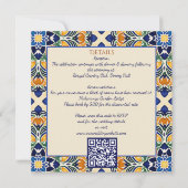 タラベラアズレジョ青タイルヴィンテージメキシ結婚コの 招待状 (裏面)