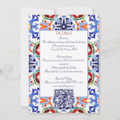 タラベラアズレジョ青タイルヴィンテージメキシ結婚コの 招待状 (裏面)