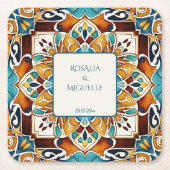 タラベラアズレホヴィンテージメキシコ結婚式の引き出物 スクエアペーパーコースター (正面)