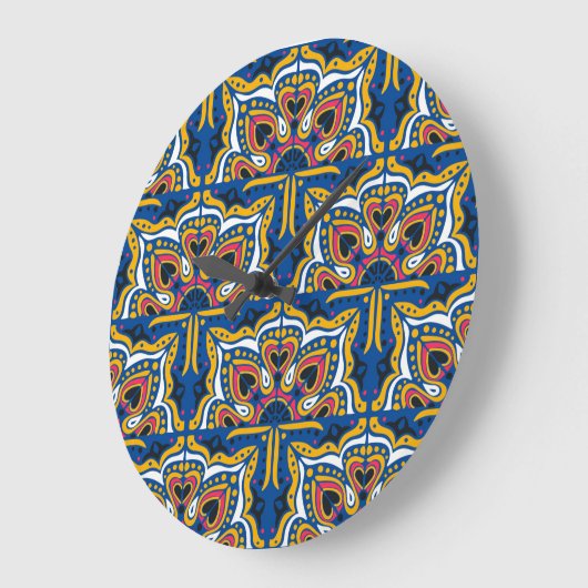 タラベラインディアンモザイク:セラミックシームレス。 ラージ壁時計 (傾斜)