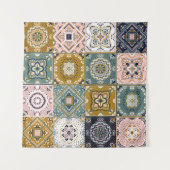 タラベラインディアン：パッチワーク、エスニックモザイク。 タペストリー (正面(横))