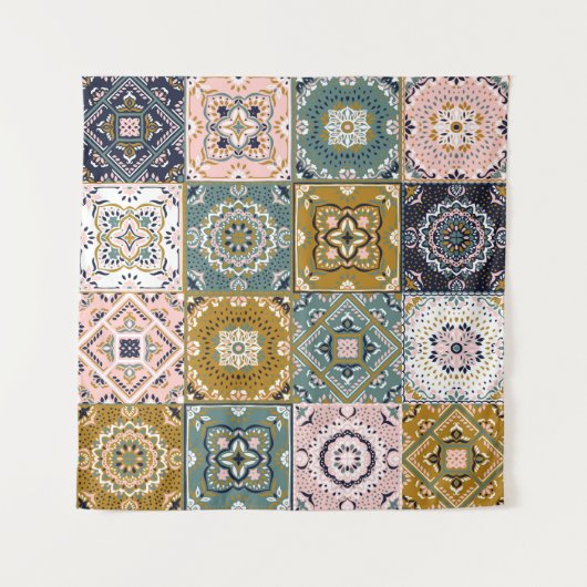 タラベラインディアン：パッチワーク、エスニックモザイク。 タペストリー (正面)