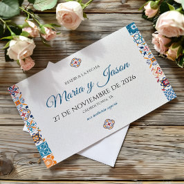タラベラカラフルフラワーフィエスタスペインの結婚式 セーブザデート