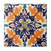 タラベラシームレスブルーオレンジメキシスペインのコ タイル (正面)