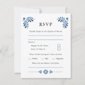 タラベラスタイルメキシコ結婚式RSVPカード (正面)