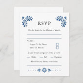 タラベラスタイルメキシコ結婚式RSVPカード (正面/裏面)