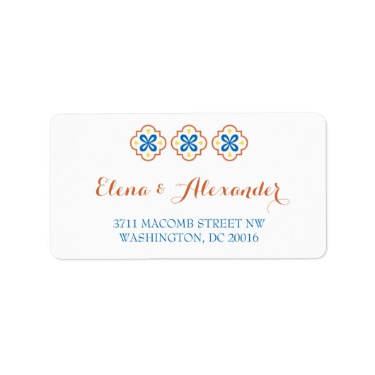 タラベラスペインのタイル招待状差出人住所 ラベル (正面)