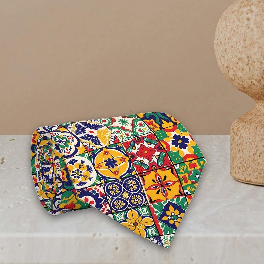 タラベラスペインのメキカラフルシク瓦 ネクタイ