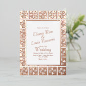 タラベラスペインのメキ結婚シ金ゴールド圧  箔招待状 (立ち正面)