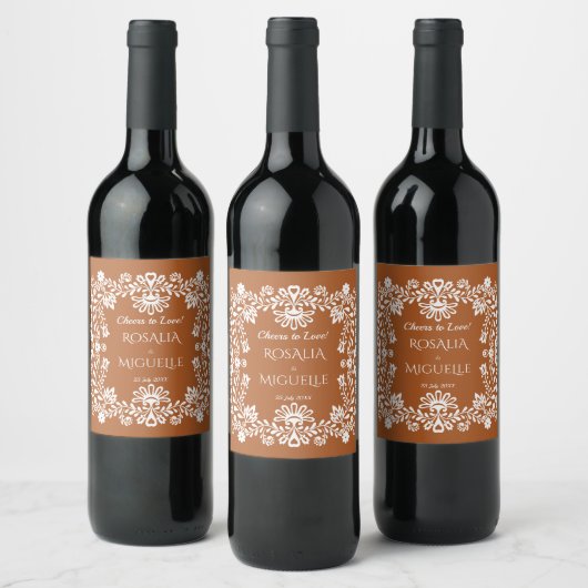 タラベラテラコッタメキシコ結婚式の引き出物カスタム ワインラベル (ボトル)