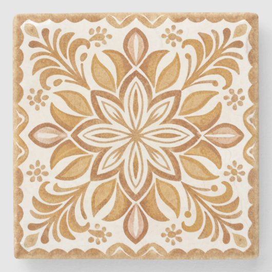 タラベラテラコッタヴィンテージメキシコ結婚式の引き出物 ストーンコースター (正面)