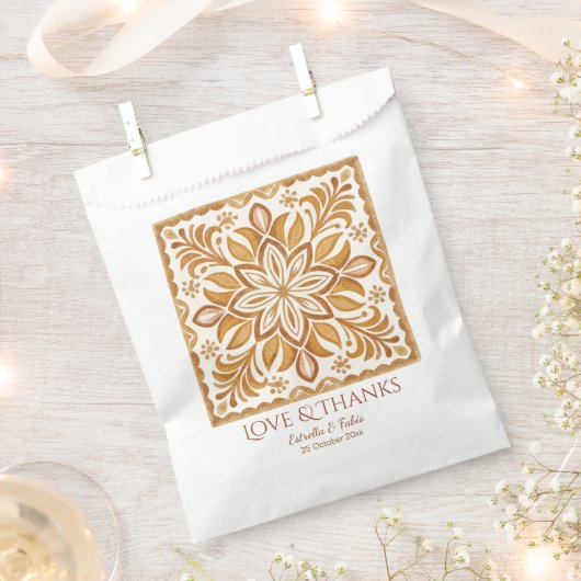 タラベラテラコッタヴィンテージメキシコ結婚式の引き出物 フェイバーバッグ (クリップ留めされた状態)