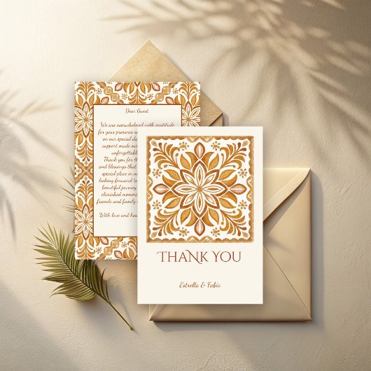 タラベラテラコッタヴィンテージメキシ結婚コの サンキューカード