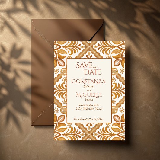 タラベラテラコッタヴィンテージメキシ結婚コの セーブザデート