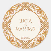 タラベラテラコッタヴィンテージメキシ結婚コの ラウンドシール (正面)