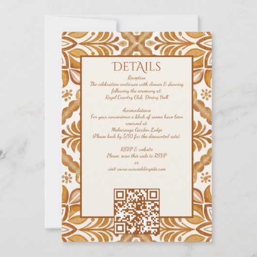 タラベラテラコッタヴィンテージメキシ結婚コの 招待状 (裏面)