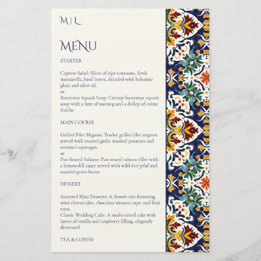 タラベラフィエスタメキシコ地中海のテーマメニュー (正面)