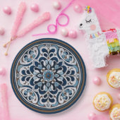 タラベラブルーとブラウン ペーパープレート (パーティー)