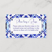 タラベラブルータイルメキシコブライダルシャワーレシピ エンクロージャーカード (正面)
