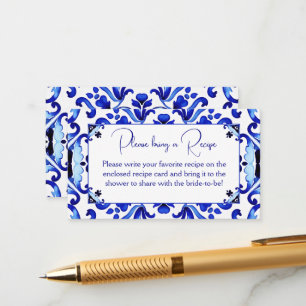 タラベラブルータイルメキシコブライダルシャワーレシピ エンクロージャーカード