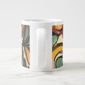 タラベラメキシコ陶器茶色の緑の金ゴールド ジャンボコーヒーマグカップ (裏面)