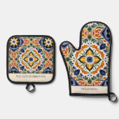 タラベラヴィンテージメキシコのお母さんへのクリスマスプレゼント 鍋つかみ&鍋敷きセット (正面)