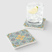 タラベラヴィンテージメキシコフォークアートティール（緑がかった色）グリーン ストーンコースター (横)