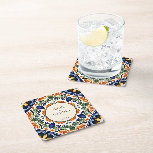 タラベラヴィンテージメキシコ結婚式の引き出物印刷 スクエアペーパーコースター (インサイチュ)