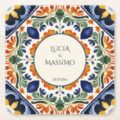 タラベラヴィンテージメキシコ結婚式の引き出物印刷 スクエアペーパーコースター (正面)