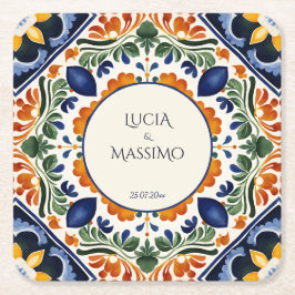 タラベラヴィンテージメキシコ結婚式の引き出物印刷 スクエアペーパーコースター