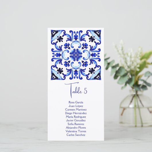 タラベラ東衛城の青いタイルのヴィンテージテーブル番号 (スタンド正面)