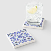 タラベラ青いタイルのメキシコのブライダルシャワーの好意 ストーンコースター (横)