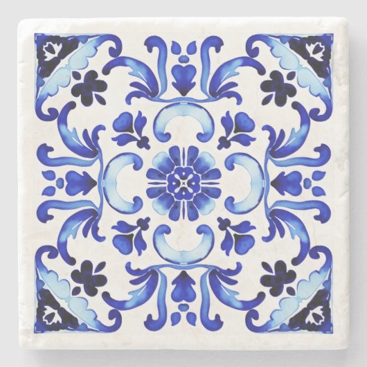 タラベラ青いタイルのメキシコのブライダルシャワーの好意 ストーンコースター (正面)