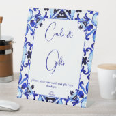 タラベラ青いタイルのメキシコのブライダルシャワーギフト 台座サイン (インサイチュ)