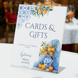 タラベラ青い花瓶シトラスブライダルシャワーギフト 台座サイン