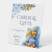 タラベラ青い花瓶シトラスブライダルシャワーギフト 台座サイン (正面)