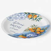 タラベラ青のシロイスリーブライダルシャワー ペーパープレート (アングル)