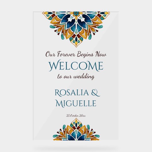 タラベラ・アズレジョヴィンテージ結婚・メキシコの歓迎 アクリルサイン (正面)